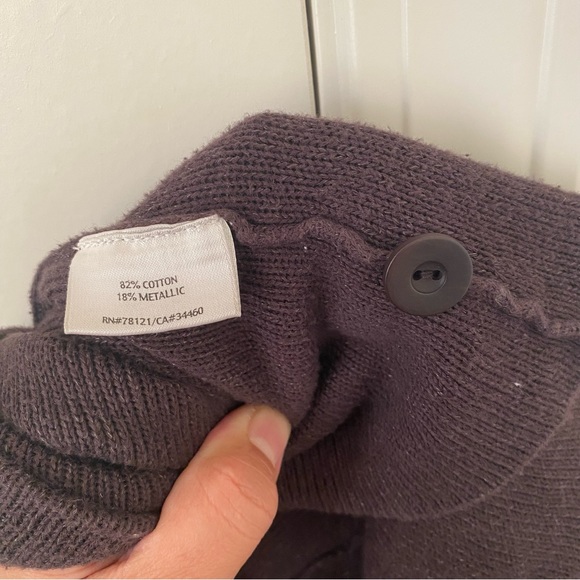 EILEEN FISHER Mussel Brown Cotton Metallic Knit Button Front Cardigan Sz Large - Picture 5 of 5